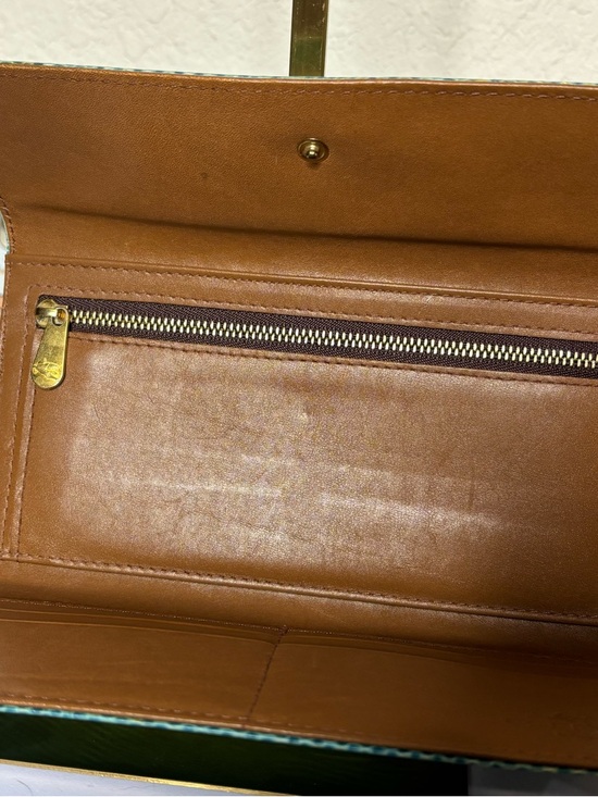 Vintage ETRO Milano Teal Lizard Embossed Leather Trifold Continental Wallet - Picture 5 of 14